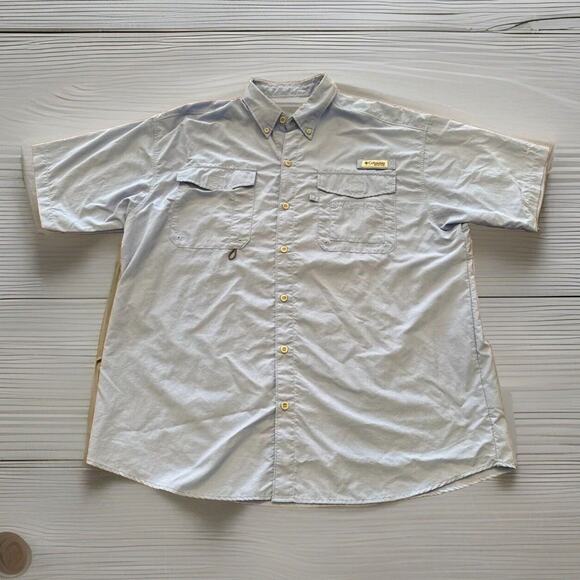 Columbia PFG Shirt Mens Large Pale Blue Button-Down Vented Fishing Outdoor UV - Picture 1 of 8
